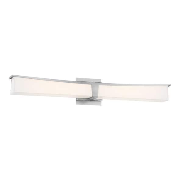 George Kovacs Plane 30 in. Brushed Nickel LED Vanity Light Bar with Frosted Aquarium Glass