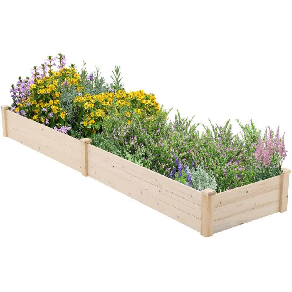 Suncrown 8 ft. Wooden Raised Garden Bed HDG05002BW The Home Depot