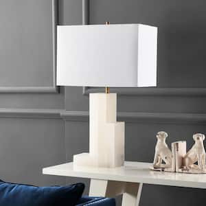 Cora Alabaster 27.75 in. White Sculpture Table Lamp with Off-White