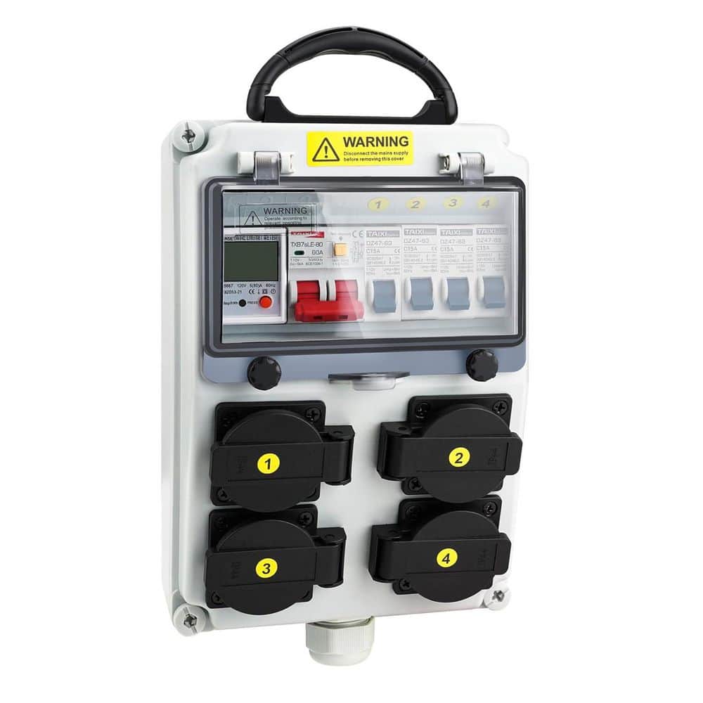 60 Amp Maximum Ampere Power Distribution Box, 110-Volt Electrical Meter Enclosure with 20 Amp NEMA 5-20 Outlet Panel price history on PriceWatchPro