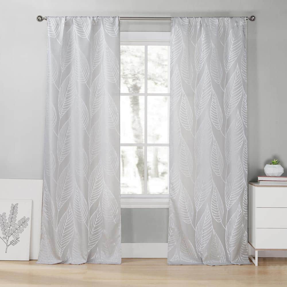 Leah 39 in. W x 96 in. L Polyester Window Panel in Silver