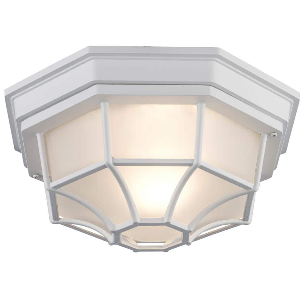 Contemporary White Glass 11" Flush-Mount Ceiling Light
