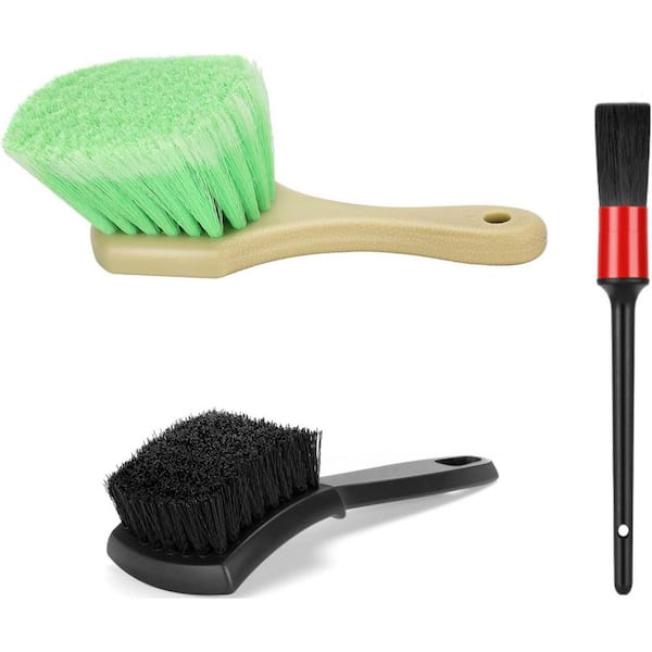 3-Piece Wheel and Tire Brush Set with Soft and Stiff Bristles for Car, Truck, SUV, RV and Motorcycle Cleaning