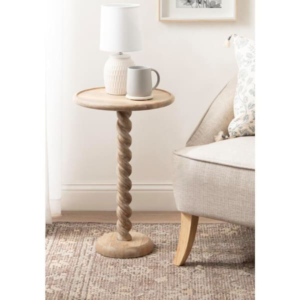 Willoughby 15 in. Natural Round Solid Wood End Table