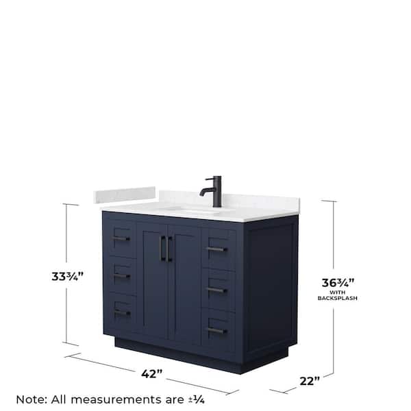 Miranda 42 in. W x 22 in. D x 33.75 in. H Single Sink Bathroom Vanity in Dark Blue with Carrara Cultured Marble Top