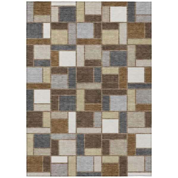 Chantille Machine Washable Indoor/Outdoor Abstract ACN3110 Chocolate 5 ft. x 7 ft. 6 in. Area Rug