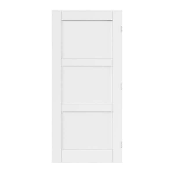 ARK DESIGN 36 in. x 80 in. Blank 3-Lite Left Handed White Solid Core MDF Wood Single Door with Quick Assemble Jamb Kit