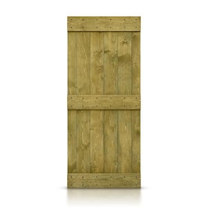 Mid-Bar Series 36 in. x 84 in. Pre-Assembled Jungle Green Stained Solid Pine Wood Interior Sliding Barn Door Slab