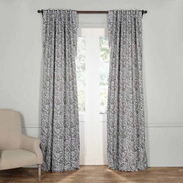 Exclusive Fabrics & Furnishings Semi-Opaque Abstract Lunar Grey Blackout Curtain - 50 in. W x 108 in. L (Panel)
