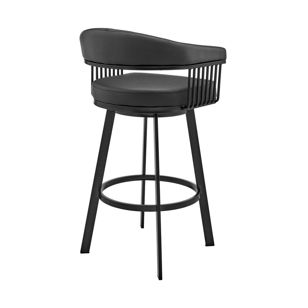 Bronson 34" Black Faux Leather Swivel Bar Stool