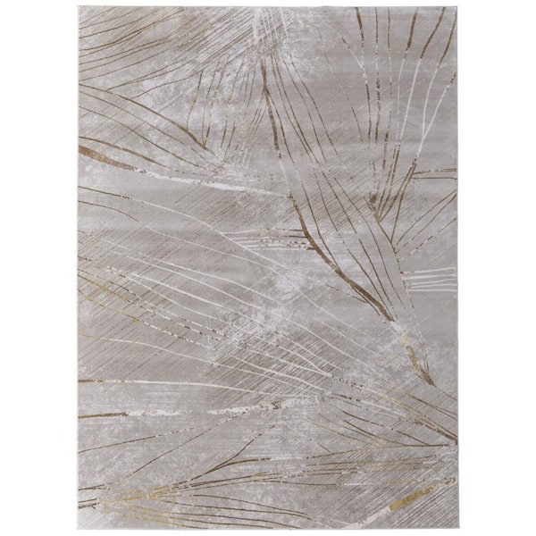 HomeRoots 8 X 11 Silver, Brown, Taupe Abstract Area Rug