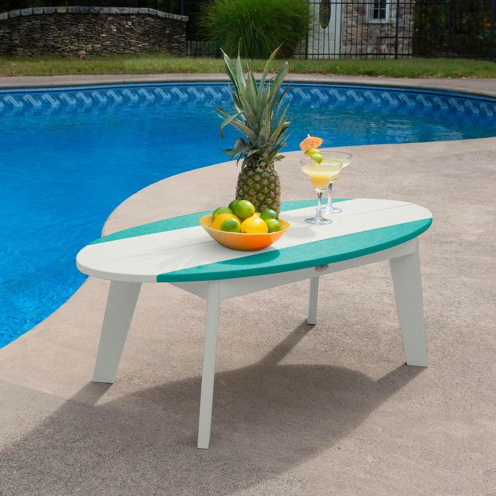 Shoreline White/Seaglass Blue Surfboard Coffee Table