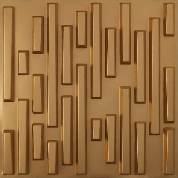 Ekena Millwork 19-5/8-in W x 19-5/8-in H Staggered Brick EnduraWall Decorative 3D Wall Panel Gold