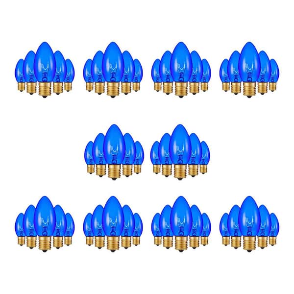 C9 Blue Incandescent Commercial Grade Replacement Bulbs (50-Pack)
