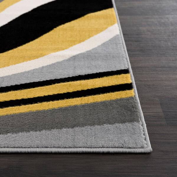 CAMILSON Dark Grey/Cream 3 ft. x 5 ft. Bordered Area Rug