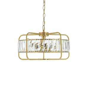 Willow Modern Gold 4-Light Crystal Chandelier with Drum Shade