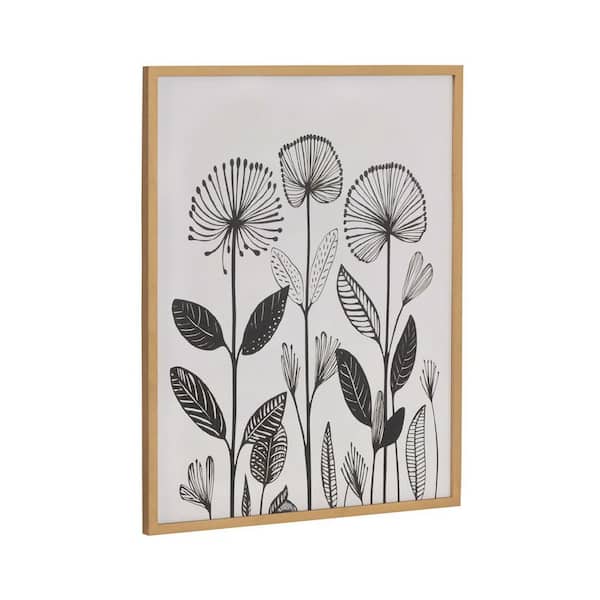 Kate and Laurel Gallery Simple Modern Linocut Botanicals by The Creative Bunch Studio Gold Framed Art Print 16 in. x 20 in.
