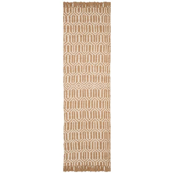 SAFAVIEH Natural Fiber Beige/Ivory 2 ft. x 8 ft. Geometric Runner Rug