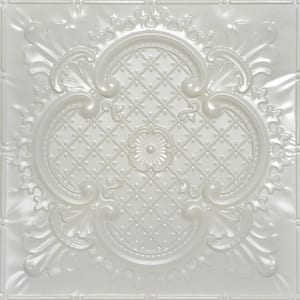 Majestic Eggshell White 2 ft. x 2 ft. Decorative Tin Style Nail Up Ceiling Tile (48 sq. ft./Case)