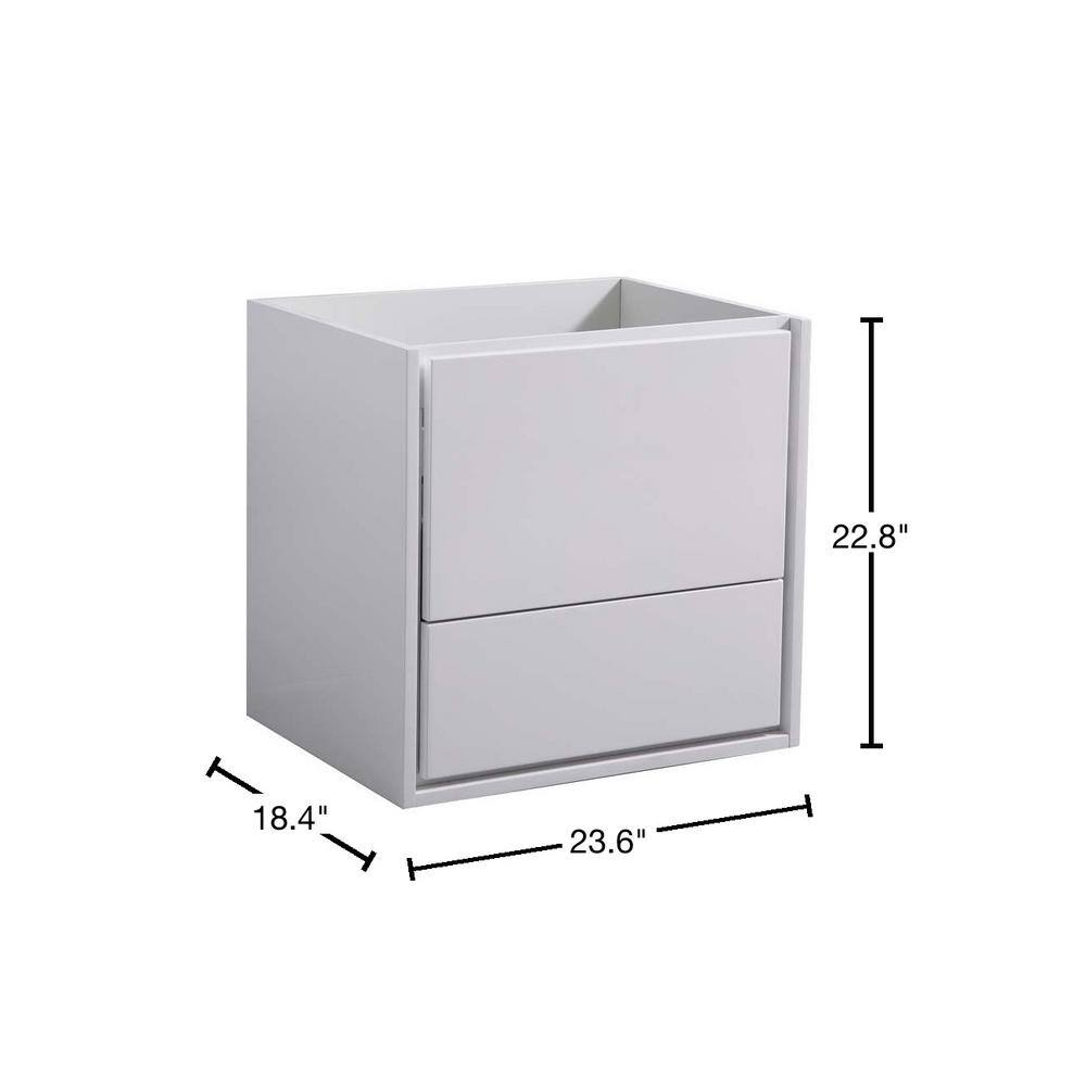 Glossy White 24" Solid Wood Wall-Mounted Modern Vanity Cabinet
