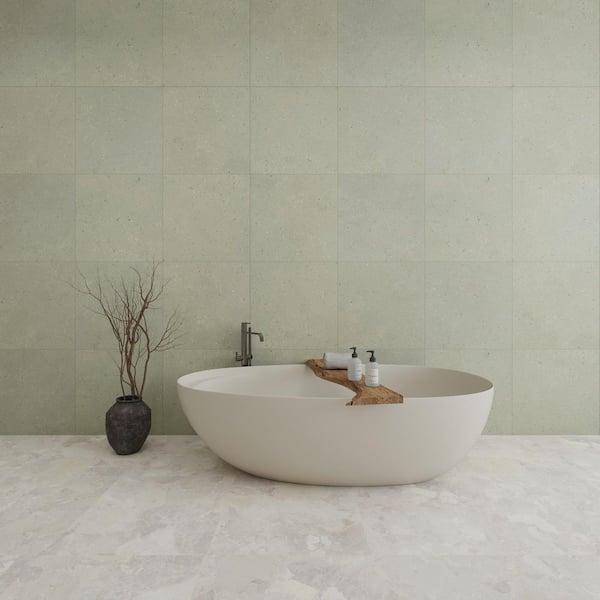 Italian Geology 24 in. x 24 in. x 8mm Matte Green Porcelain Floor and Wall Tile-Salvia (25-Piece, 96.9 sq. ft. /Pallet)