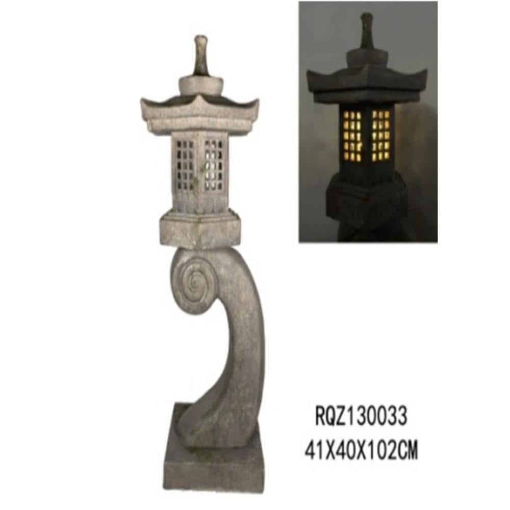 Hi-Line Gift Ltd. 40 in. Grey Stone Pagoda Lantern