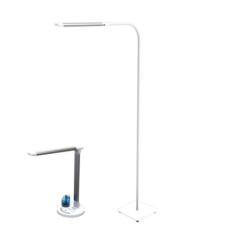 16 in. White Finish Dimmable Bedside LED Table and Floor Lamp Set with CCT and USB Port (Set of 2) price history on PriceWatchPro