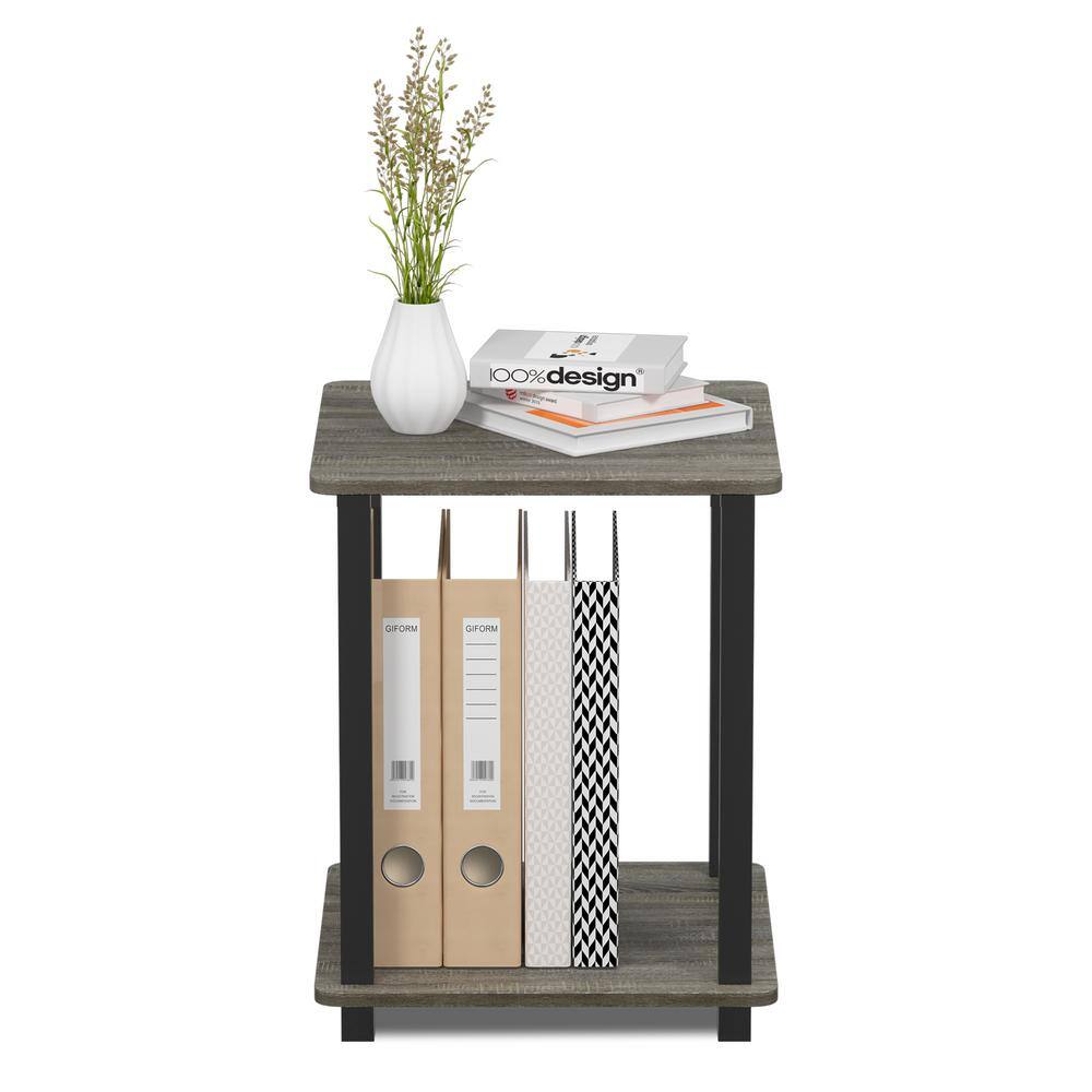 Modern French Oak Black Square Wood End Table Set
