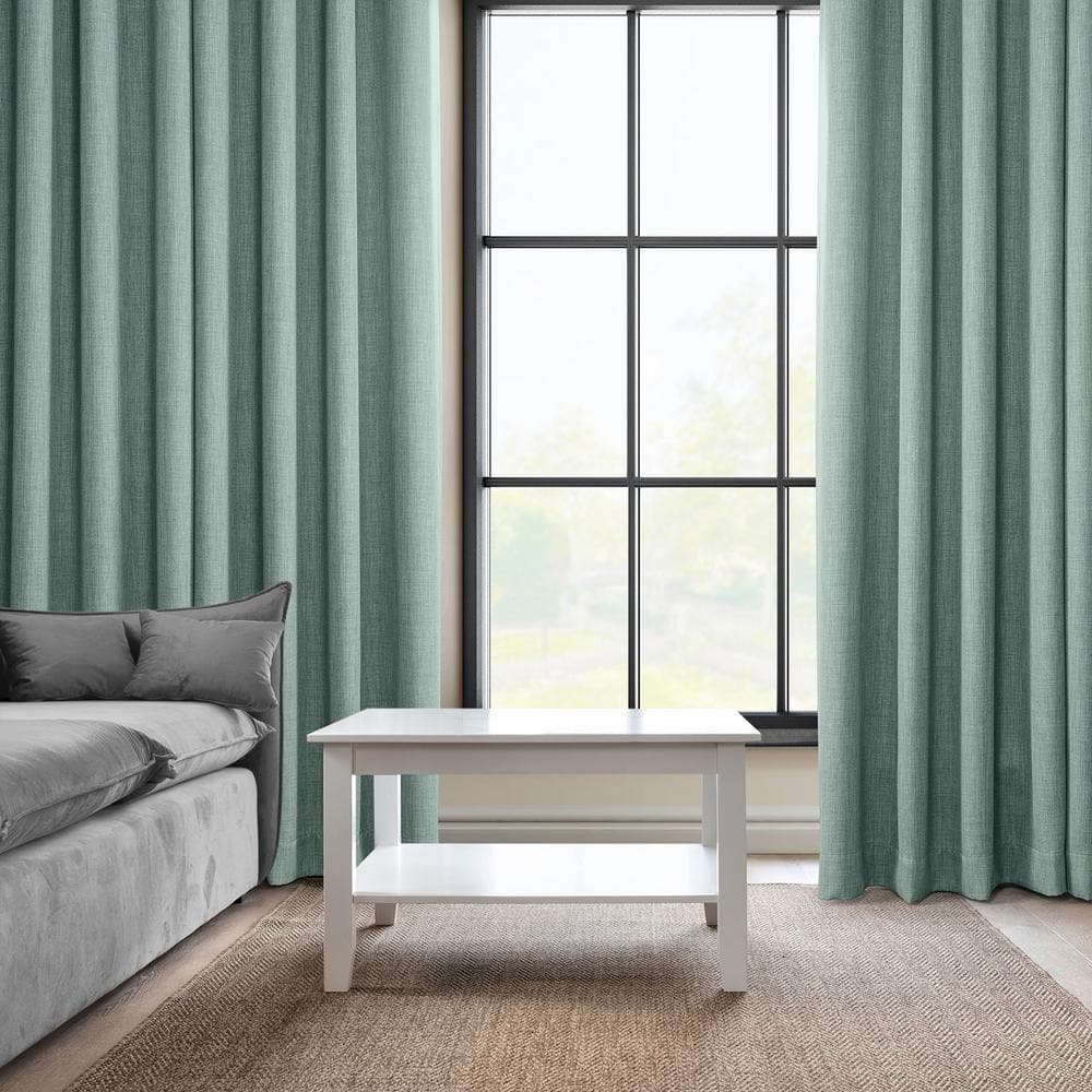 Sea Thistle Blue Faux Linen Room Darkening Grommet Panel - 50" x 108"