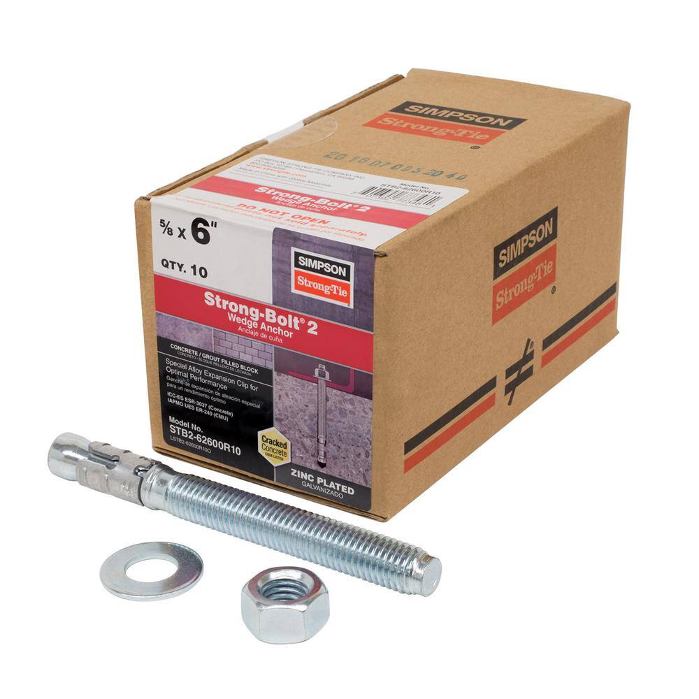Simpson Strong Tie Strong Bolt 5 8 In X 6 In Zinc Plated Wedge Anchor 