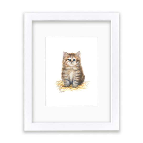 Unbranded Barnyard Littles "Kitten" by Alyssa Lewis Individual White Framed with Mat Animal Art Print 20 in. x 16 in.