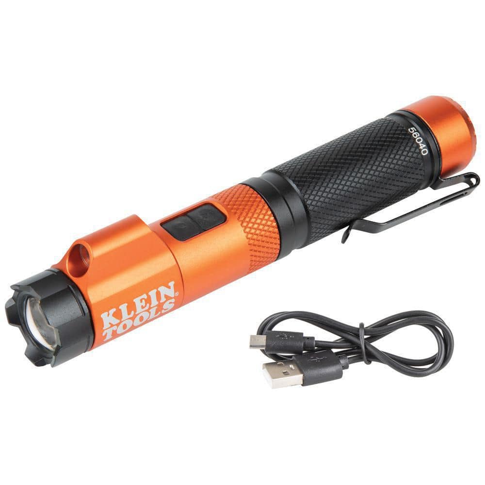 Klein Tools Rechargeable Focus Flashlight with Laser, 350 Lumens, 2 Modes  56040 - The Home Depot