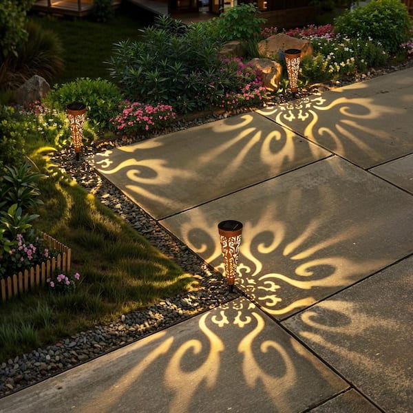 12.6 in. Vintage Copper ABS Solar Garden Lights-Garden Torch