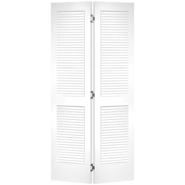 Masonite 36 in. x 80 in. Full-louvered Primed White Solid Core Pine Bi-fold Interior Door