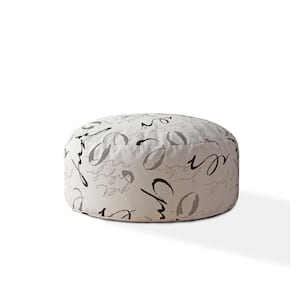 Charlie Black And Grey Polyester Round Pouf Cover Only