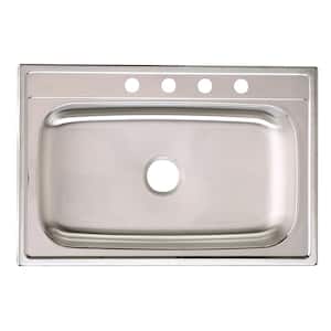 Signature Drop-in Stainless Steel 33 in. 4-Hole Single Bowl Kitchen Sink