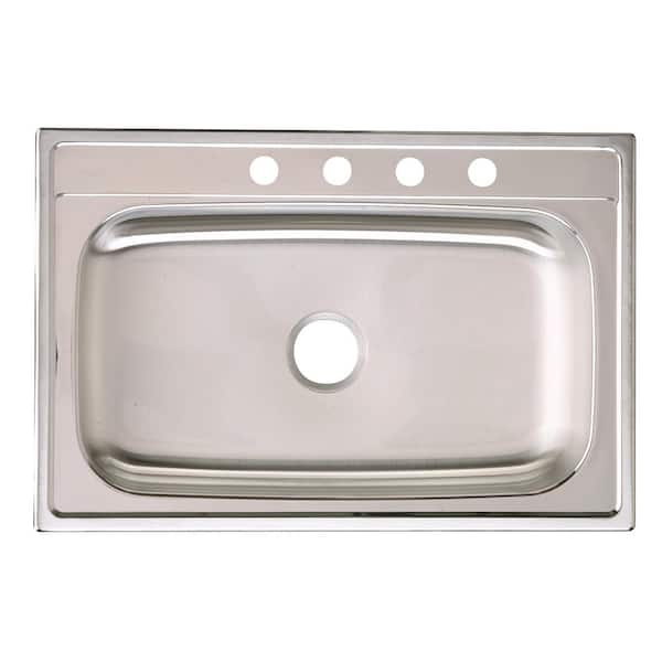 Elkay Signature 33in. Drop-in 1 Bowl 20 Gauge Satin Stainless Steel Sink Only and No Accessories
