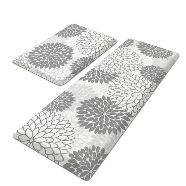 Kitchen Mats for Floor Cushioned Anti Fatigue,Floral Non Slip Kitchen Rugs Sets of 2