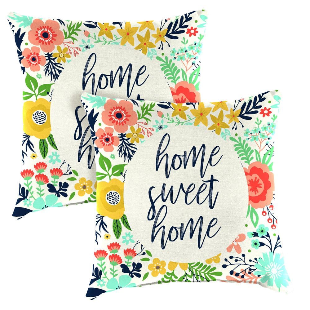 16 in. L x 16 in. W x 4 in. T Square Outdoor Throw Pillow in Home Sweet Home (2-Pack) price history on PriceWatchPro