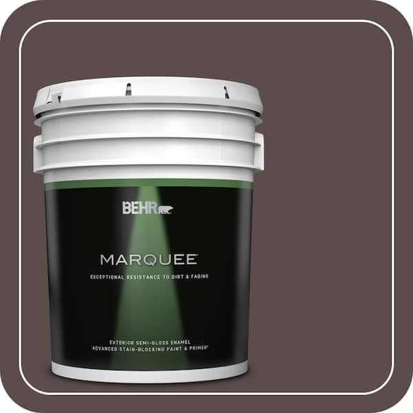 BEHR MARQUEE 5 gal. #ECC-28-3 Charred Hickory Semi-Gloss Enamel Exterior Paint & Primer
