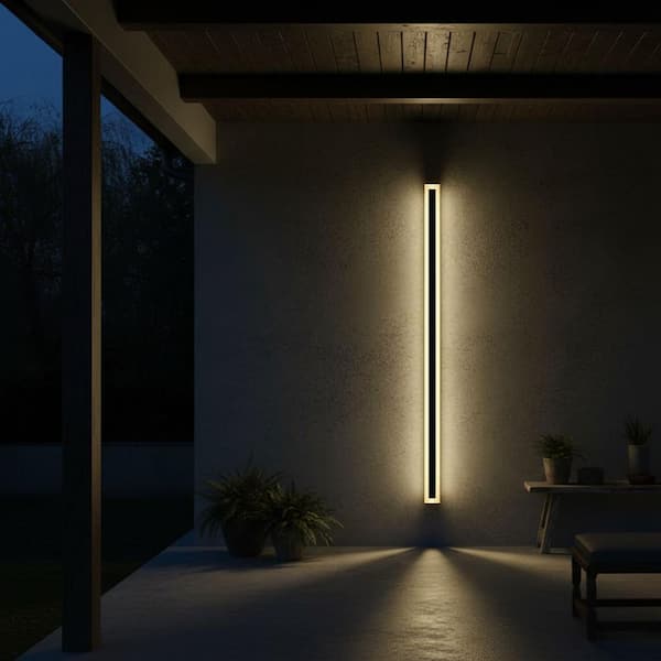 YANSUN 37 in. 1-Light Matte Black LED Outdoor Wall Light,Modern Integrated Waterproof Wall Lantern Sconce for Garden