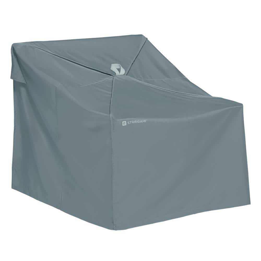 Storigami 35 in. L x 36 in. W x 32 in. H Easy Fold Lounge Chair Cover in Monument Grey