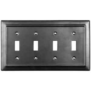 Architectural 4-Gang Toggle Wall Plate (Matte Black)