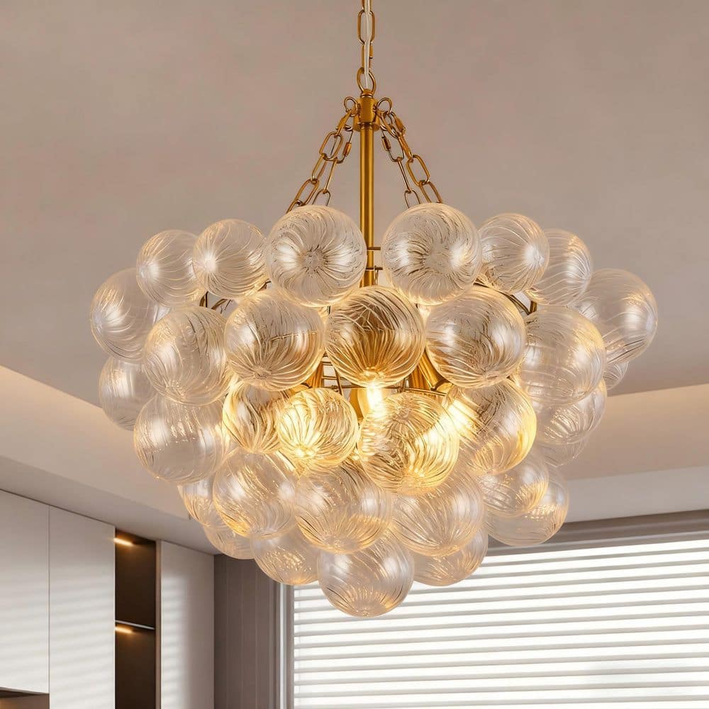 Bubble chandelier ゴールド LED対応 gold-glass-bubble-ball-style-