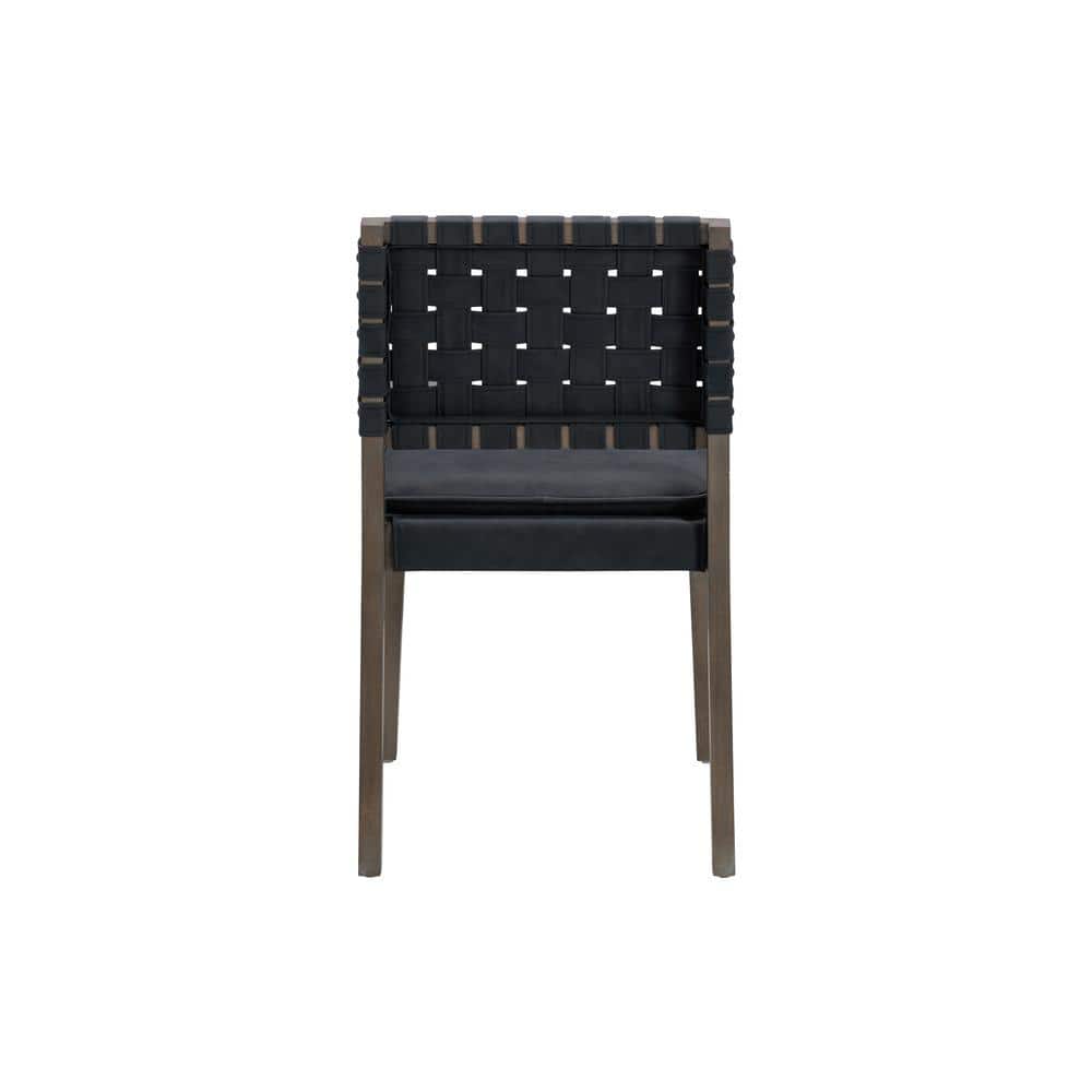 Cohen Black Faux Leather and Wood Upholstered Side Chair Set