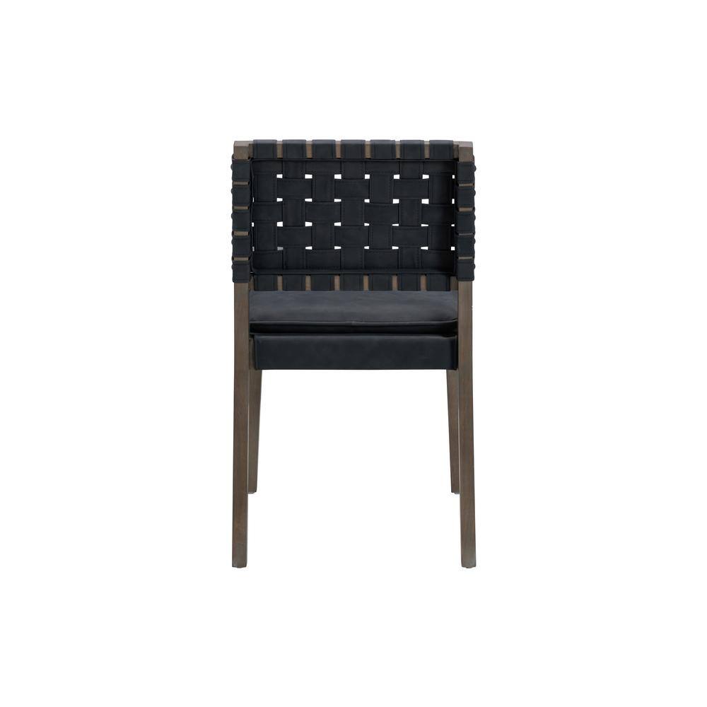 Cohen Black Faux Leather Upholstered Side Chair Set with Wood Legs