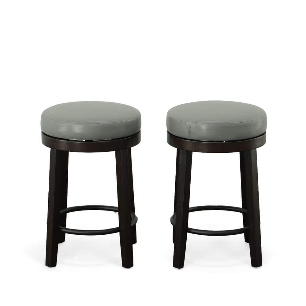 Era 24 in. Gray/Espresso Swivel Counter Stool (Set of 2)