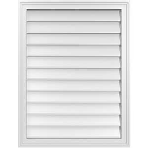 26 in. x 34 in. Vertical Surface Mount PVC Gable Vent: Decorative with Brickmould Frame
