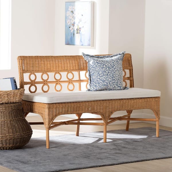 bali & pari Oxford Light Honey Rattan Dining Bench 55.1 in. 258