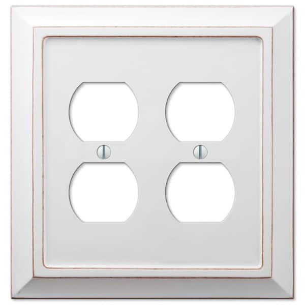 Savannah 2 Gang Duplex Wood Wall Plate - White